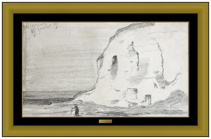 Eugene Bodin Original Graphite Drawing Figure Landscape Signed Framed Artwork