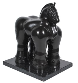 After Fernando Botero Trojan Horse Bronze Sculpture Full Round Signed Figurative Art
