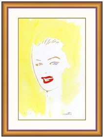 Tony Curtis Marilyn Monroe Original Pochoir Acrylic Painting Signed Framed Art