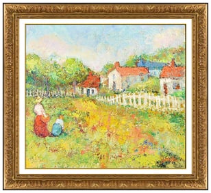 George Rene Sinicki Original French Landscape Oil Painting Canvas Framed Artwork