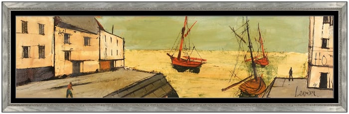 Charles Levier Original Oil Painting Canvas Seascape Signed Framed French Artwork