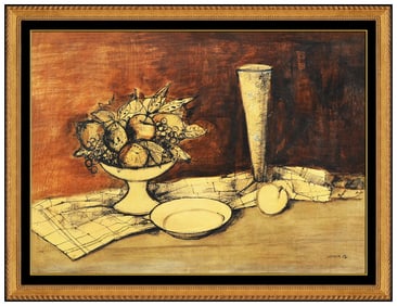 Andre Segovia Original Oil Painting Board Fruit Still Life Signed Large Artwork