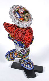 Chroma Rick Wolfryd Epic Heart Beaded Sculpture Huichol Style Color Abstract Artwork