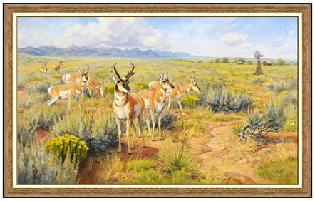Ralph Oberg Original Oil Painting Canvas Animal Landscape Large Signed Artwork