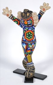 Chroma Rick Wolfryd Happy Joyous and Free Beaded Sculpture Huichol Style Color Artwork