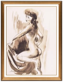 Aaron Bohrod Original Watercolor Nude Painting Female Signed Illustration Artwork