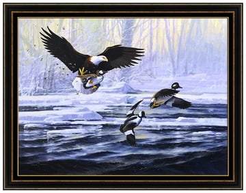 Gregory Messier Original Oil Painting Board Eagle Signed Large Framed Artwork