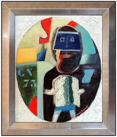 Max Papart Original Oil Painting Canvas Cubism Portrait Signed Modern Artwork