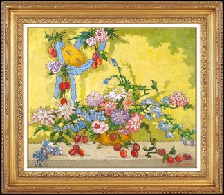 Suzanne Eisendieck Original Oil Painting Canvas Still Life Flowers Signed Artwork