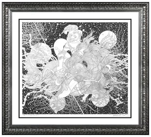 Guillaume Azoulay Large Ink Drawing Contemporary Signed Framed Original Artwork