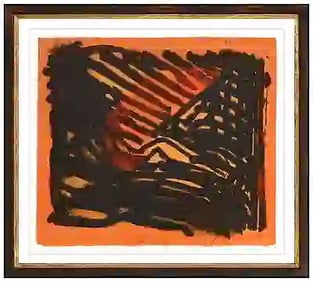 Howard Hodgkin Red Eye Color Lithograph Abstract Hand Painted Signed Artwork