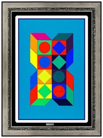 Victor Vasarely Original Cardboard Collage Hand Cut Modern Painting Signed Artwork