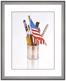 Phyllis Sloane Original Watercolor Painting Still Life Rare Signed Framed Artwork