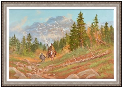 Mark Ogle Original Oil Painting Board Landscape Signed Large Framed Artwork
