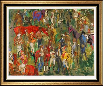 LeRoy Neiman Before the Race Serigraph Horse Sports Signed Large Framed Artwork