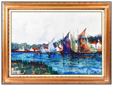 Donald Purdy Original Oil Painting Board Seascape Water Scene Signed Large Artwork