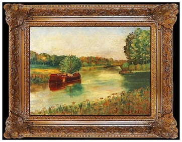 Louis Michel Eilshemius Original Oil Painting Board Landscape Signed Framed Art