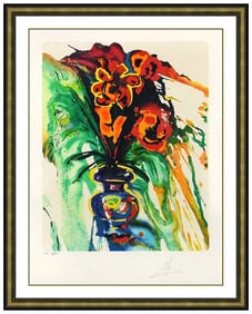 Salvador Dali Galas Bouquet Original Lithograph Print Signed Framed Artwork
