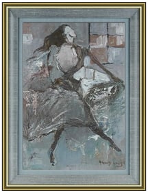 Yang Yang Original Painting Female Figurative Portrait Signed Modern Framed Art