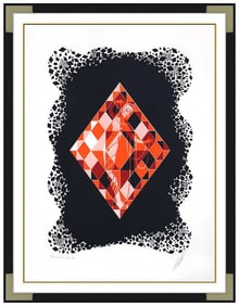 Erte Original Diamond Embossed Serigraph Signed Color Art Deco Framed Artwork