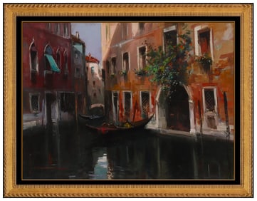 Claudio Simonetti Original Oil Painting Canvas Venice Cityscape Signed Framed Art