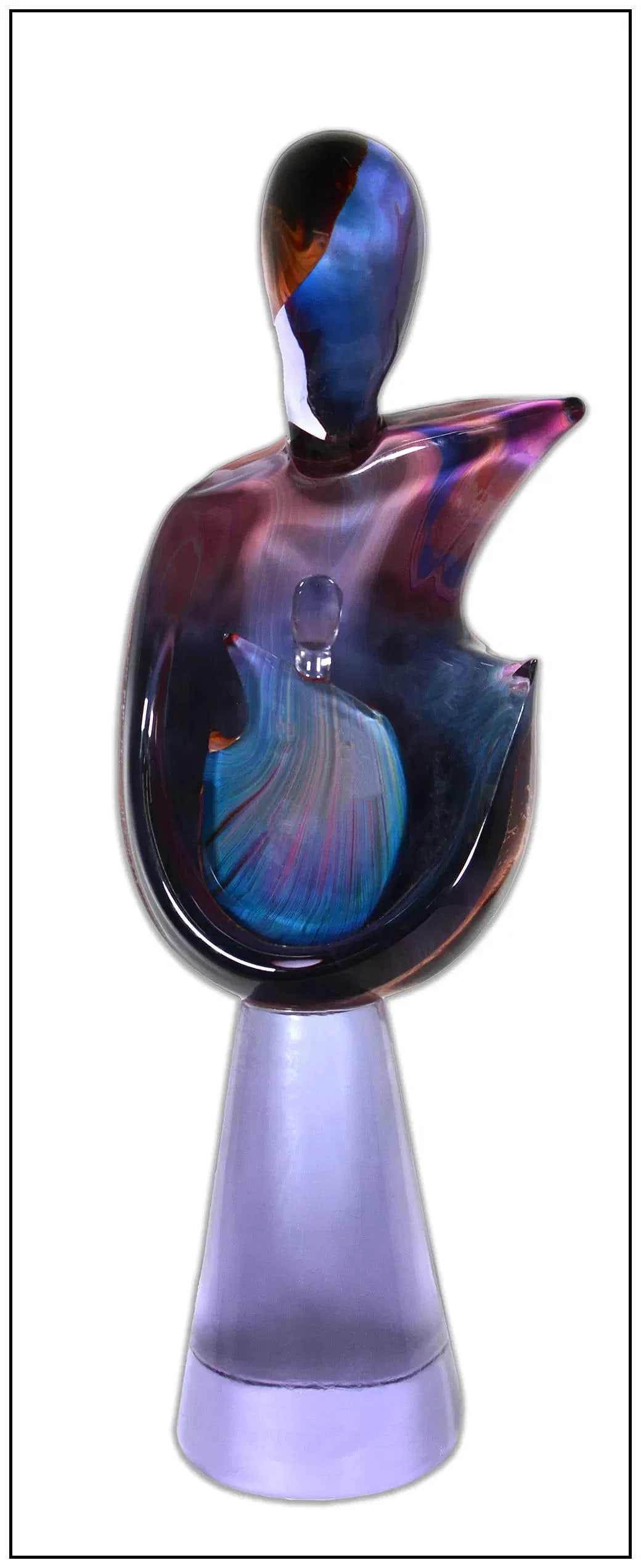 Dino Rosin Maternita Full Round Glass Sculpture Figure Signed Framed Artwork: This lot includes:Gallery COA & free domestic shipping (*insurance and international shipping for an additional charge)Artist: Dino RosinTitle: MaternitaMedium: Glass Sculpture Size: 28 ½&rdquo