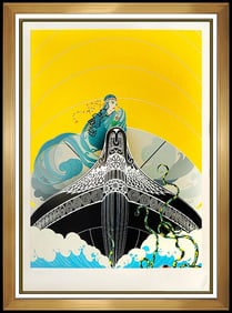 Erte Surprises of the Sea Serigraph Signed Art Deco Set Design Romain Tirtoff
