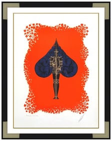Erte Spade Embossed Serigraph Signed Fashion Figure Art Deco Framed Artwork