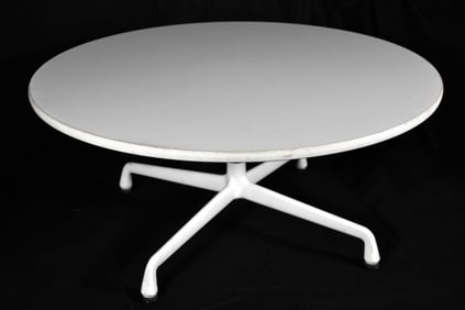Circular Charles Eames for Herman Miller White Coffee Table Signed Mid Century Modern Design