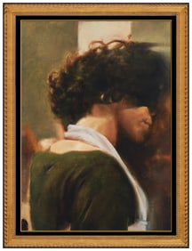 Jan De Maesschalck Signed Female Portrait Oil Painting on Canvas Framed Art