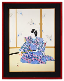 Hisashi Orsuka Samurai Lord Color Lithograph Signed Eastern Portrait Japanese Artwork