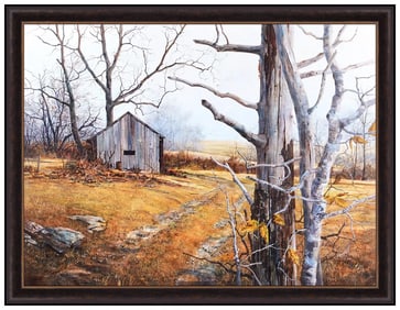Phil J Metzger Landscape Oil Painting on Canvas Signed Large Framed Artwork