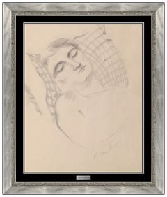 Milton Avery Female Figure Pencil Drawing Hand Signed Framed Original Artwork