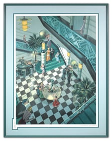 Michael Young Intermission Color Lithograph Signed Interior Deco Modern Artwork