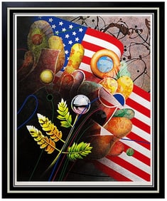 Yankel Ginzburg Abstract Pop Art Silkscreen Signed USA Original Framed Artwork
