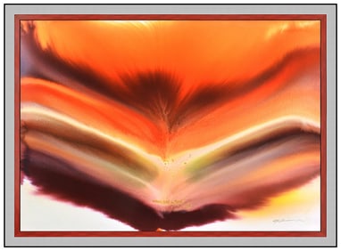 Mac Jamison Abstract Watercolor Painting Signed Large Original Framed Artwork