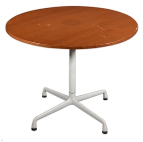Herman Miller Mid Century White Circular Dining Table Signed Eames Style Furniture