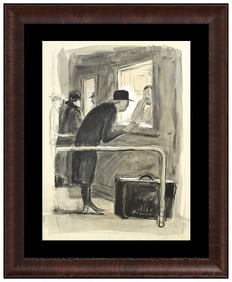 Carl Beetz Watercolor Illustration Oil Painting on Paper Signed Framed Artwork