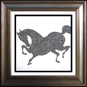 Guillaume Azoulay Robuste Zebra Ink Drawing Signed Modern Animal Original Art