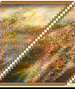 Corrine Colarusso Acrylic Landscape Painting on Canvas Signed Large Framed Art: This lot includes:Gallery COA & free domestic shipping (*insurance and international shipping for an additional charge)Artist: Corrine Colarusso Title: Blossoming Wetlands Medium: Acrylic Painting On