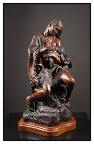 Lorenzo Ghiglieri Mother and Child Bronze Sculpture Signed Strongest Bond Artwork