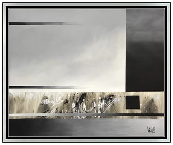 Italo Valenti Abstract Oil Painting on Canvas Signed Large Modern Framed Artwork