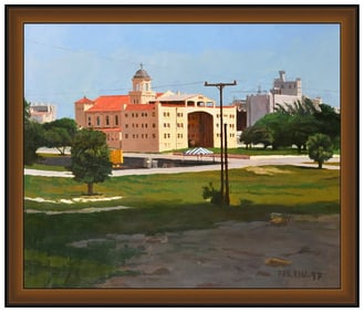 Douglas Ferrin Cityscape Oil Painting on Canvas Signed Large Framed Urban Artwork