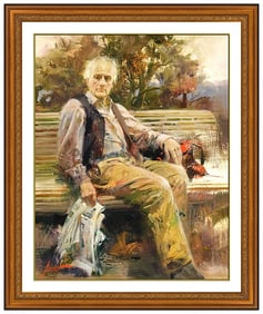 Pino Daeni Female Portrait Oil Painting on Canvas Signed Authentic Framed Artwork