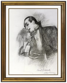 Leroy Neiman Count Dracula Charcoal Drawing Hand Signed Original Portrait Artwork
