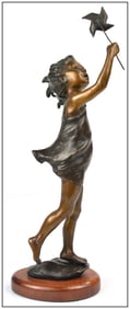 Jo Saylors Child Bronze Sculpture Signed Full Round Girl Portrait Authentic Art