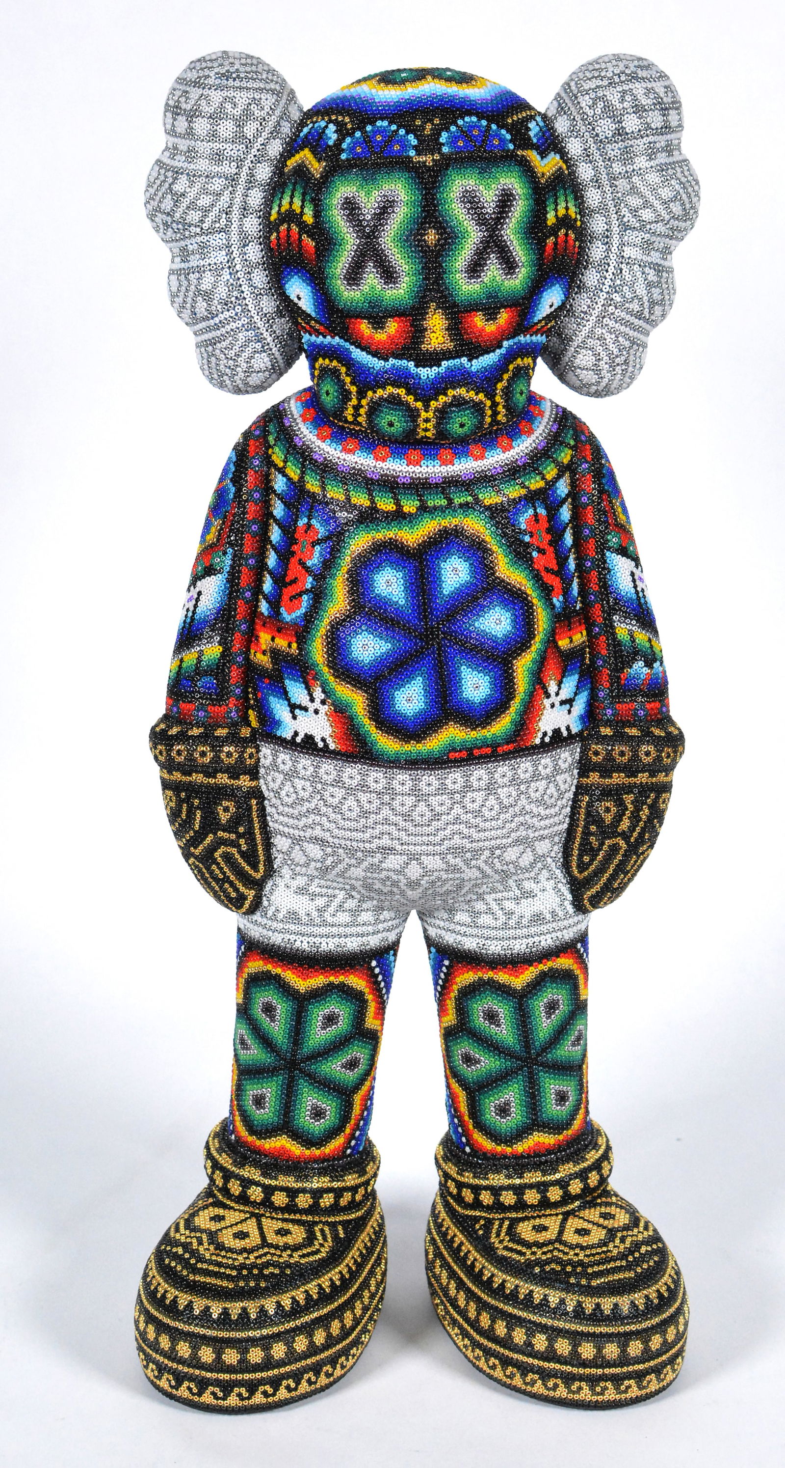 Chroma Rick Wolfryd Companion Blue Color Beaded Sculpture Signed Huichol Pop Art Style (1 of 5)