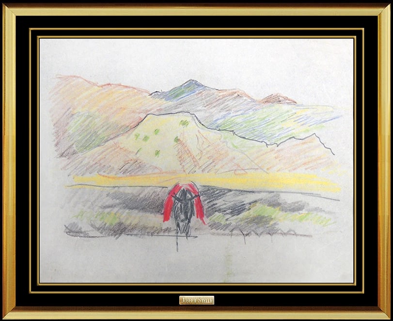 Joseph Stella Mountain Pastel Painting Signed Landscape Original Rare Artwork: This lot includes:Gallery COA & free domestic shipping (*insurance and international shipping for an additional charge)Artist: Joseph StellaTitle: Western LandscapeMedium: Pastel Painting Size: 8.5" x