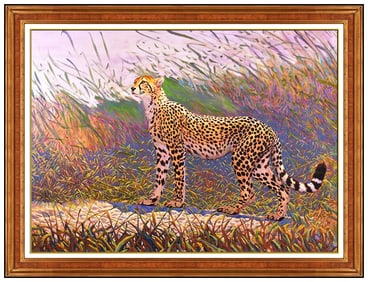 A John Pelletier Wildlife Oil Painting on Canvas Signed Large Original Artwork