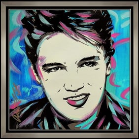 Allison Lefcort Elvis Presley Acrylic Painting Signed Modern Celebrity Portrait